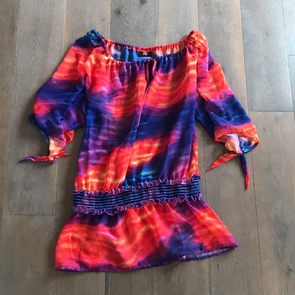 rainbow strapless dress